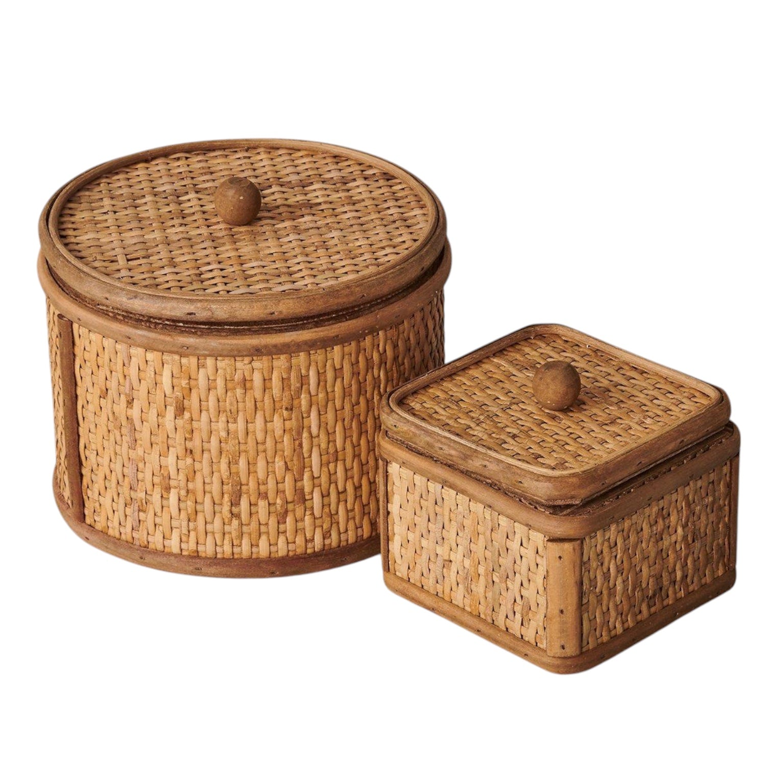 Kalalou Rattan Woven Cane Storage Boxes