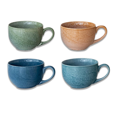 22 oz reactive glaze stoneware mug bowl in assorted earthy colors