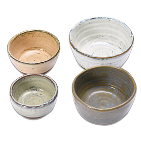 ceramic nesting bowls set of 4 reactive glaze multi color small prep bowls