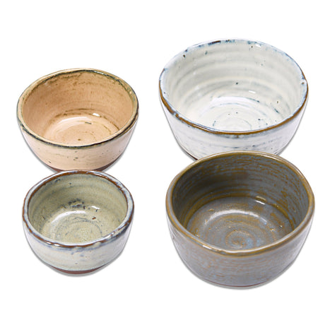 ceramic nesting bowls set of 4 reactive glaze multi color small prep bowls