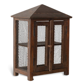 reclaimed wood cabinet with metal mesh doors rustic farmhouse storage