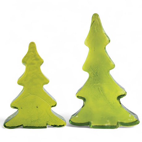 Recycled green glass Christmas trees, available in two sizes