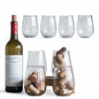 Clear recycled stemless wine glass with hammered texture, 14 oz