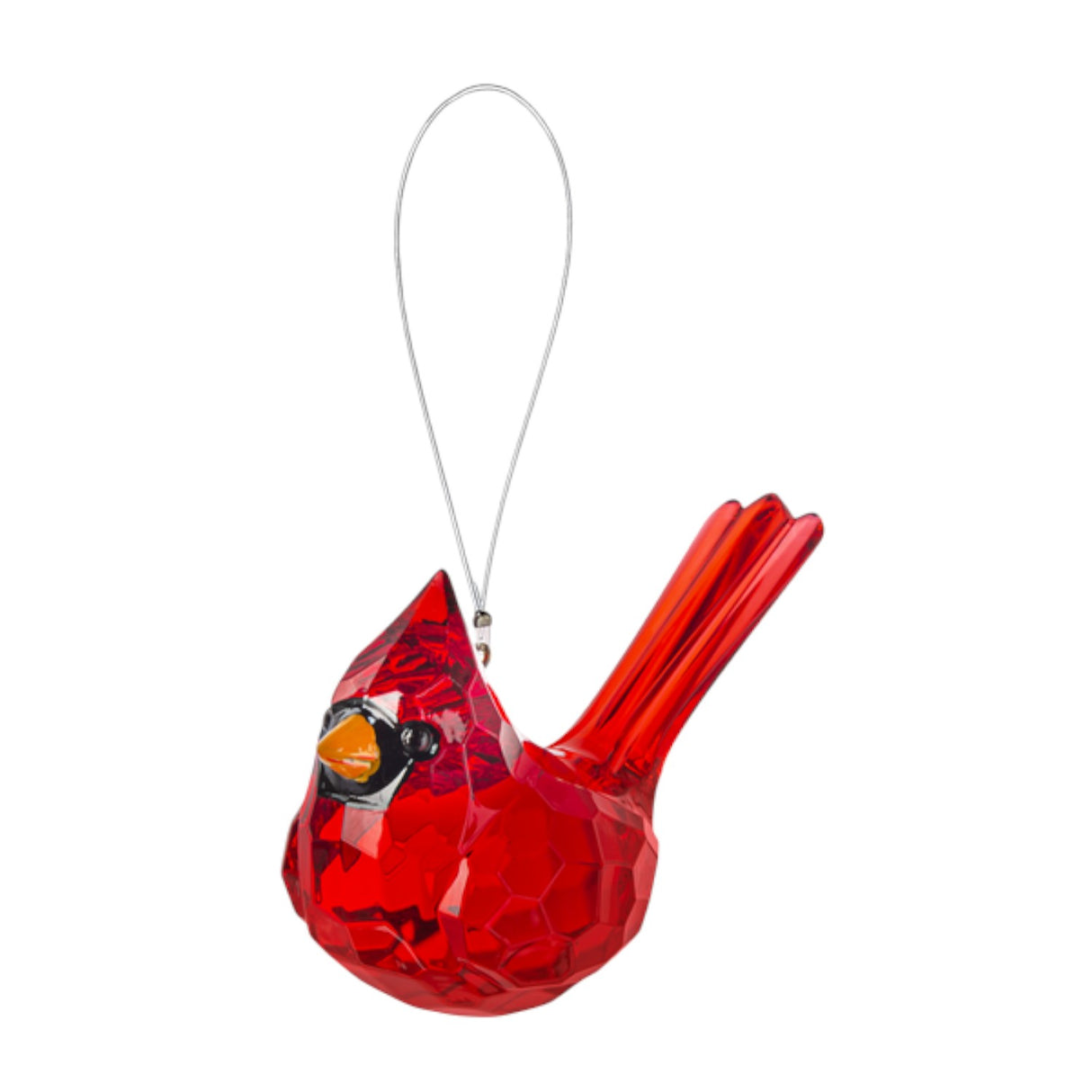 crystal glass red cardinal ornament