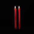 set of 2 red battery operated taper candles