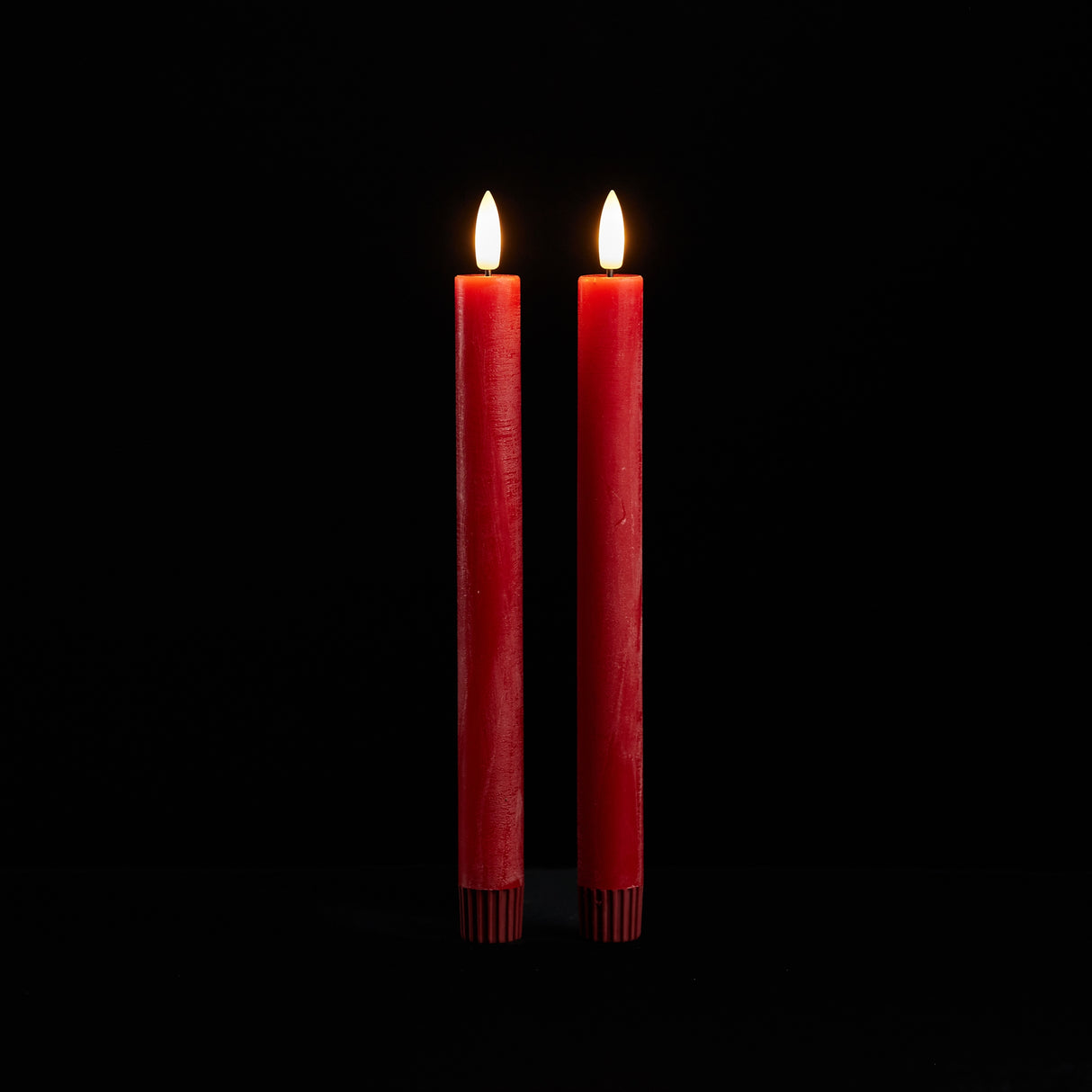 set of 2 red battery operated taper candles