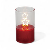 Red glass LED light with glowing star filament and timer function