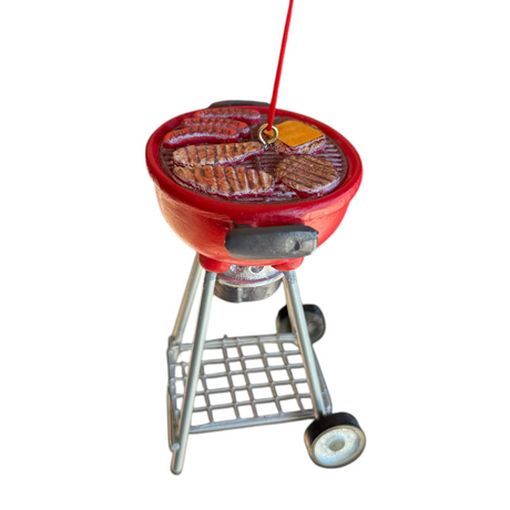 Red grill cooking christmas ornament