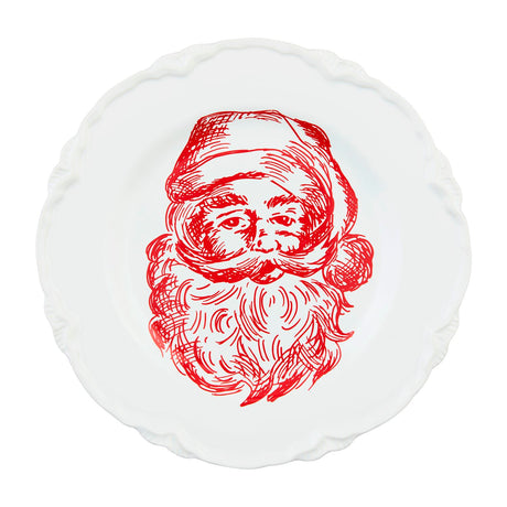 toile red santa dessert plate