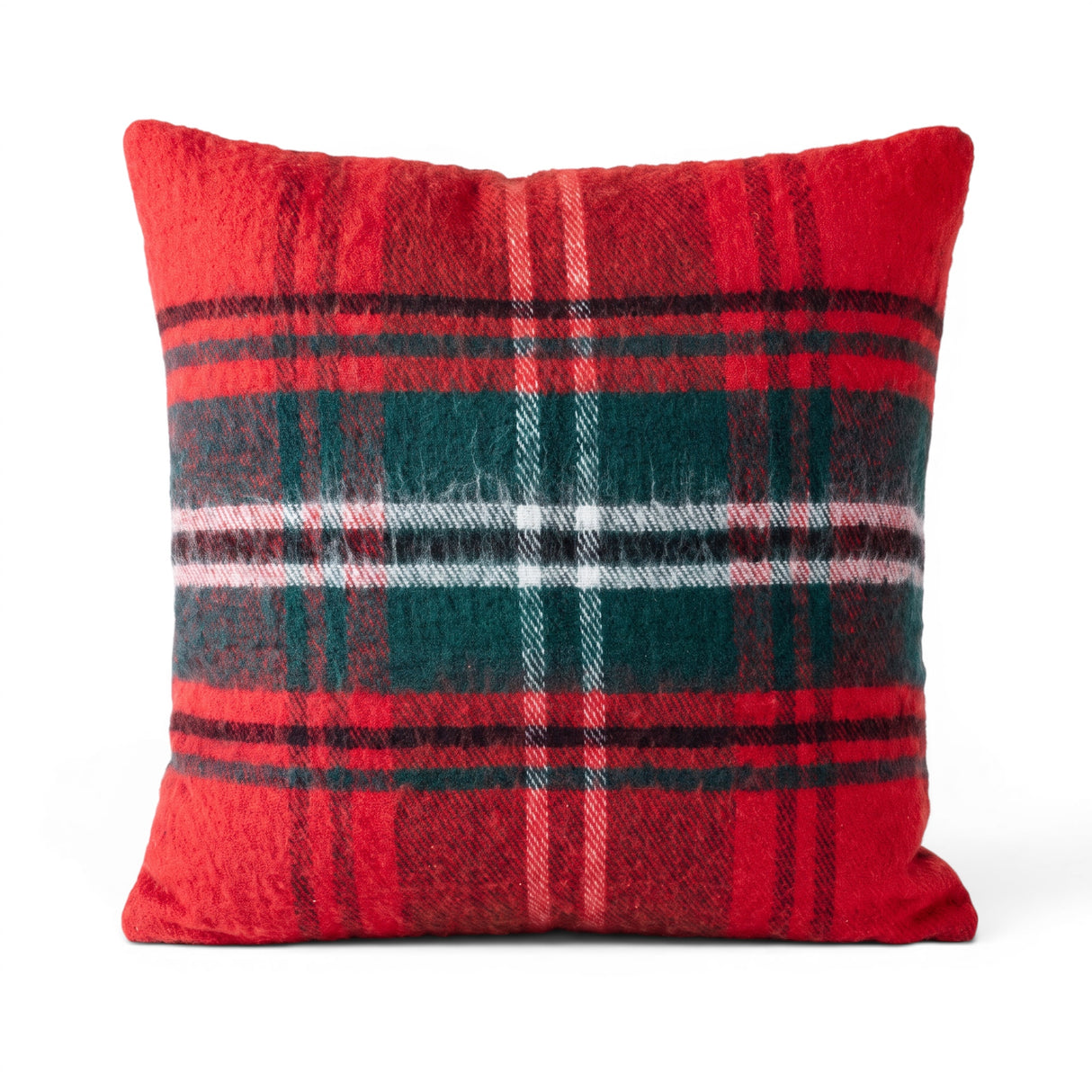 Red and green tartan plaid Christmas accent pillow