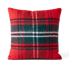 Red and green tartan plaid Christmas accent pillow