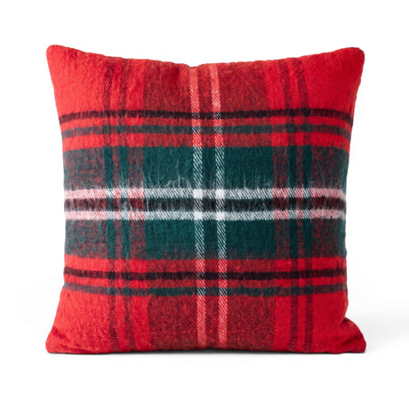 Red and green tartan plaid Christmas accent pillow