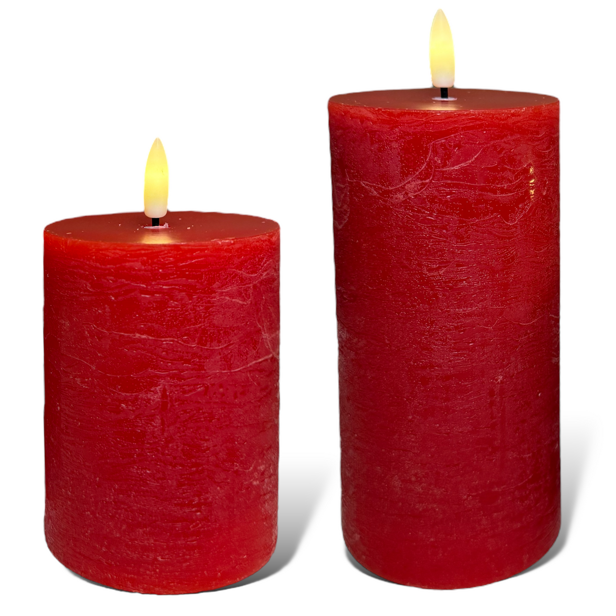 red wax 3D flame pillar candles