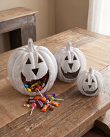 Grey Big Mouth Jack O'Lantern Resin Mache Pumpkin