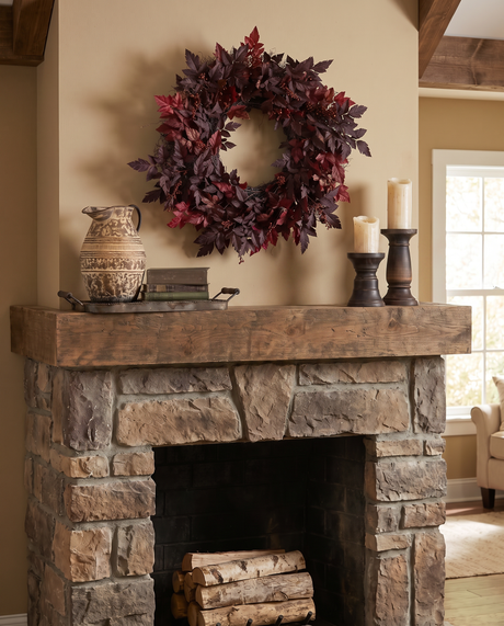 Burgundy Berry and Bugbane Leaf Fall Wreath