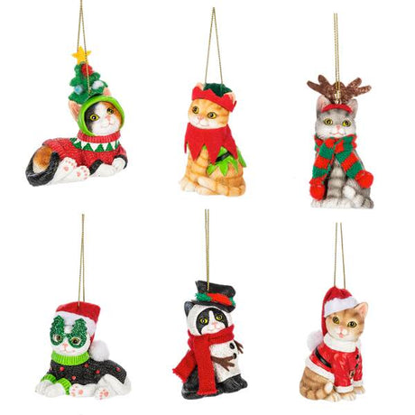 cats dressed up in christmas costumes ornaments