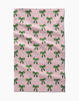 Christmas bow geometry tea towel