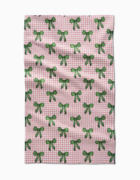 Christmas bow geometry tea towel