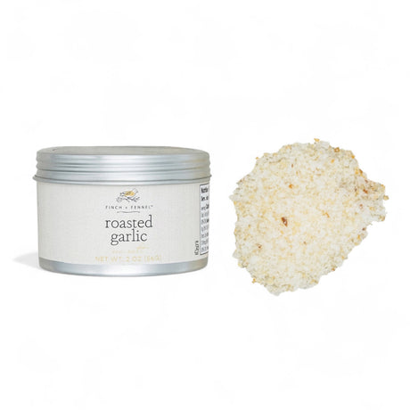 Jar of roasted garlic sea salt, 4 oz, gourmet kosher seasoning blend