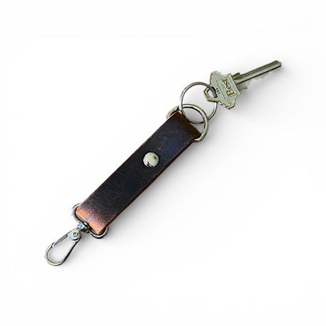 handmade leather snap keychain with nickel clip made in Ohio