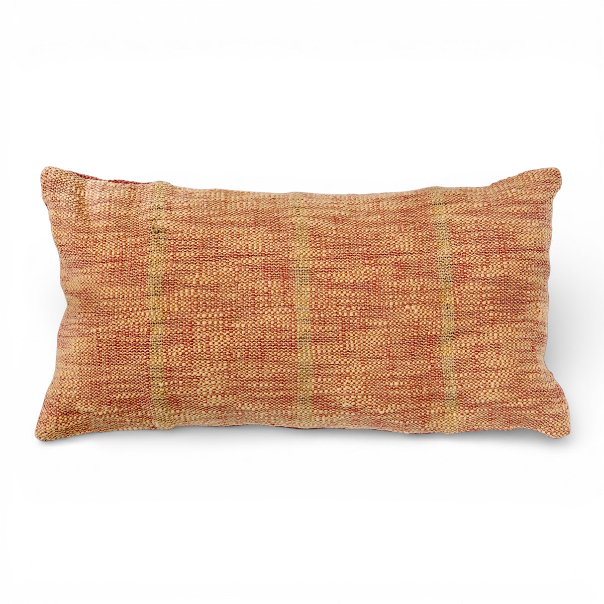 rust and natural woven cotton lumbar pillow textured accent pillow