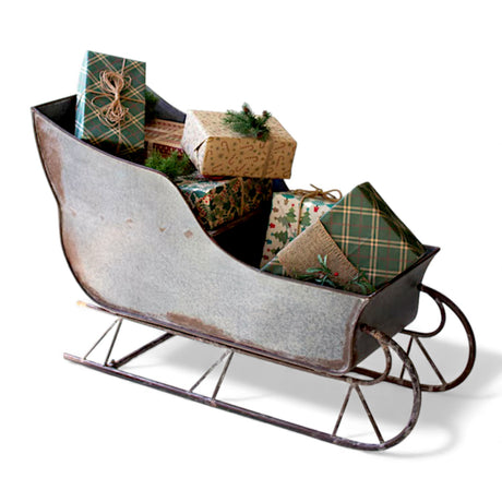 Large rustic metal Christmas sleigh