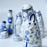 Ceramic Nativity Set with Blue Floral Pattern