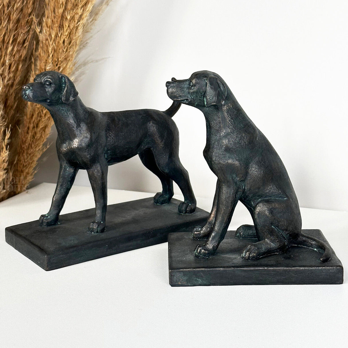 Black Resin Dog Bookends | Set of 2