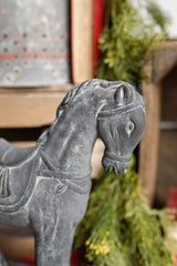 Black Distressed Cement Concrete Horse