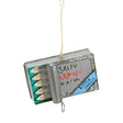 Metal sardine can ornament with glitter and rolled lid, labeled Extra Smelly by cody foster
