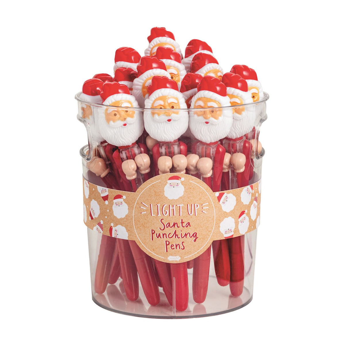 Santa light-up punching pen with movable arms, holiday novelty toy