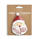 Santa Simply Charming magnetic charm with red hat and Oh So Jolly wording for seasonal serving bowl or board