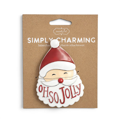 Santa Simply Charming magnetic charm with red hat and Oh So Jolly wording for seasonal serving bowl or board