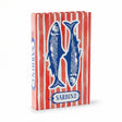 red and white striped sardine notebook blue fish journal coastal themed hardcover notebook