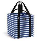 SCOUT navy stripe reusable grocery tote heavy duty structured market bag