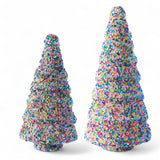 Recycled glass tree with colorful sequins, available in two sizes
