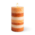 Orange and cream seven-layer fall mottled moving flame LED pillar candle with 6-hour timer