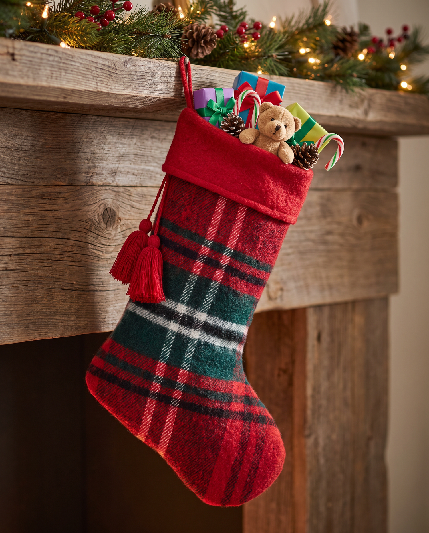 Red Tartan Plaid Christmas Stocking