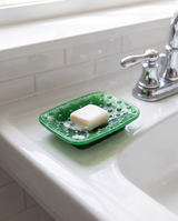Embossed Milk Glass Footed Soap Dish