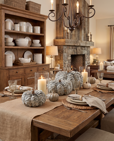Sage Green Scalloped Wood Chip Pumpkin