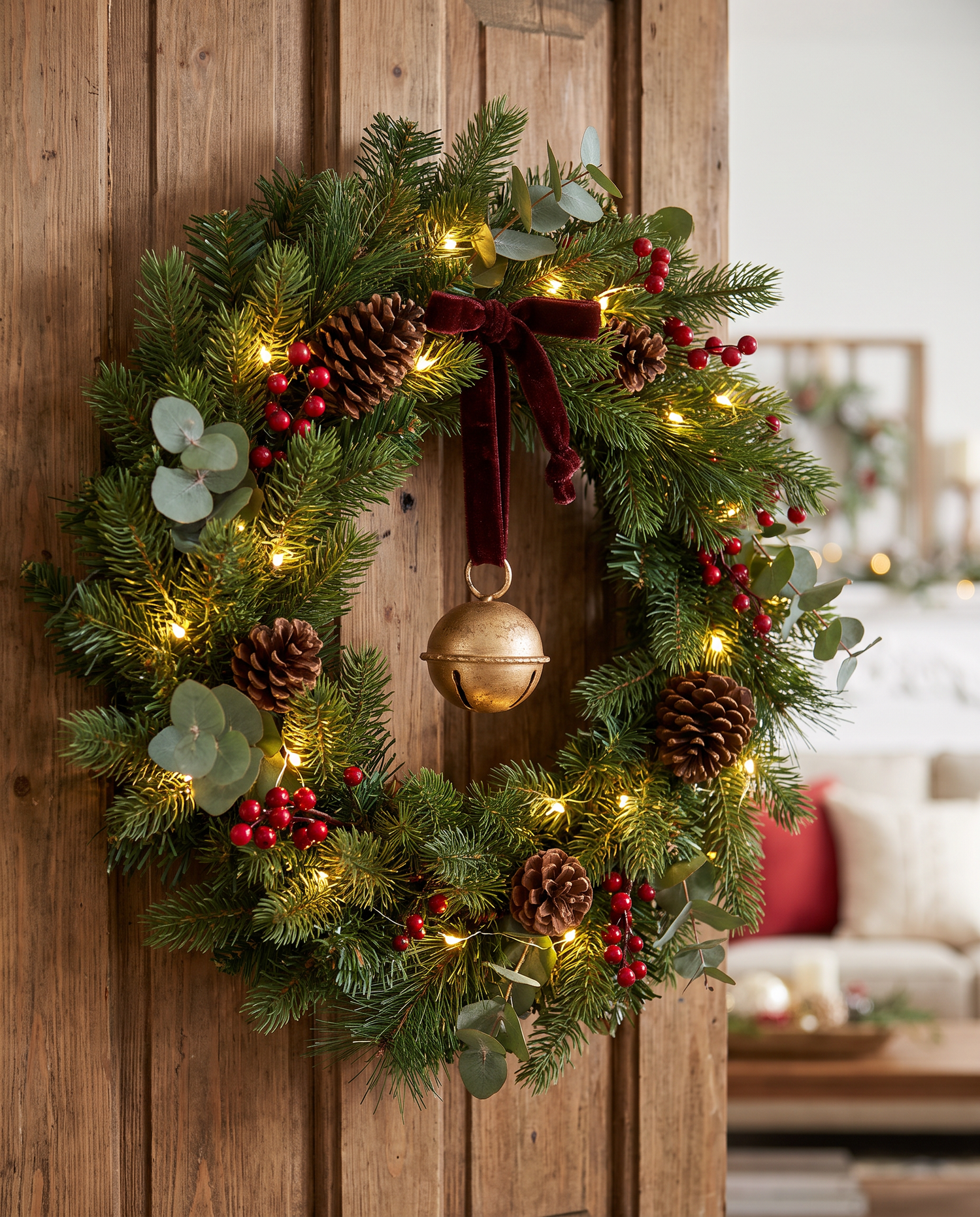 Red Velvet Gold Jingle Bell Hanger