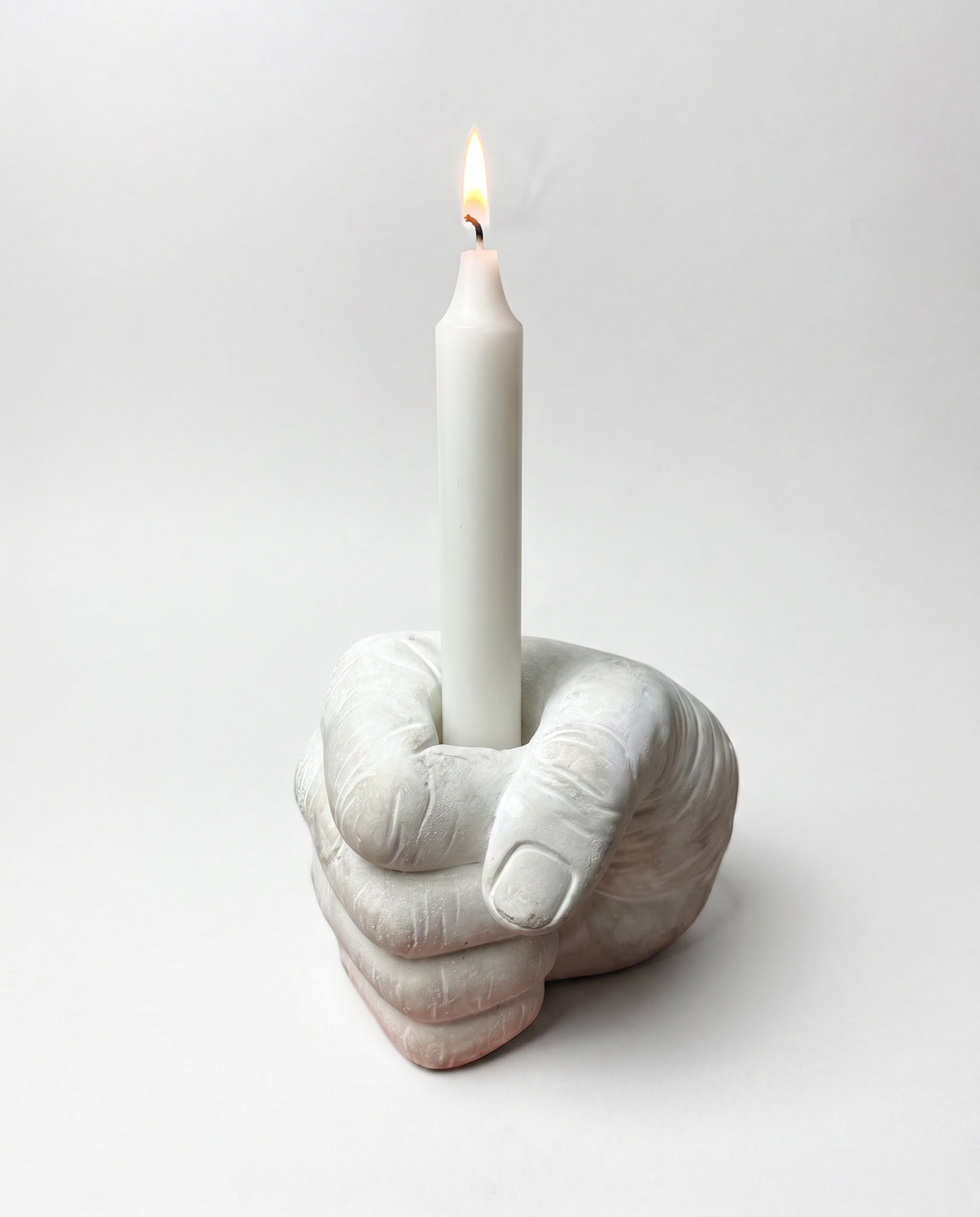 Cement Hand Taper Candle Holder