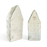 Silver mercury glass decorative house, available in two sizes