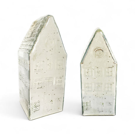 Silver mercury glass decorative house, available in two sizes