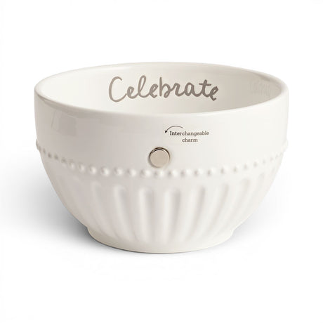 White Simply Charming ceramic bowl with built-in magnet for interchangeable seasonal charms