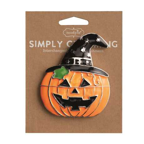 Simply Charming magnetic jack-o’-lantern pumpkin charm with black witch hat for interchangeable serveware