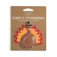 Simply Charming magnetic Thanksgiving turkey charm with pilgrim hat and colorful tail feathers
