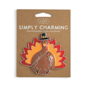 Simply Charming magnetic Thanksgiving turkey charm with pilgrim hat and colorful tail feathers