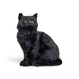 8 inch sitting black cat Halloween figure with faux fur and yellow eyes