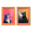 Retro smoking cigarette cat fridge magnets in two styles